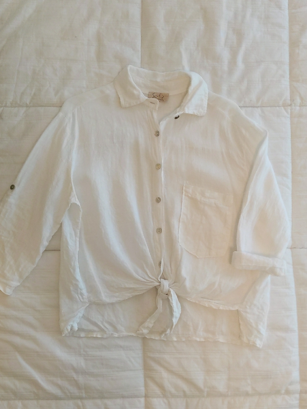 Sofia 100% Linen Top White | One Size S/M